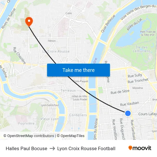 Halles Paul Bocuse to Lyon Croix Rousse Football map