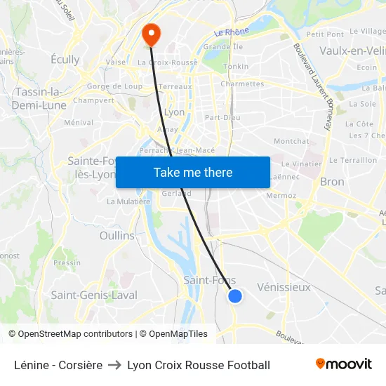 Lénine - Corsière to Lyon Croix Rousse Football map