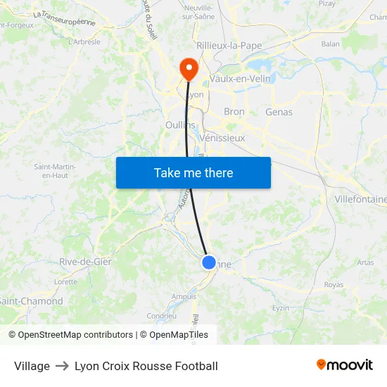 Village to Lyon Croix Rousse Football map