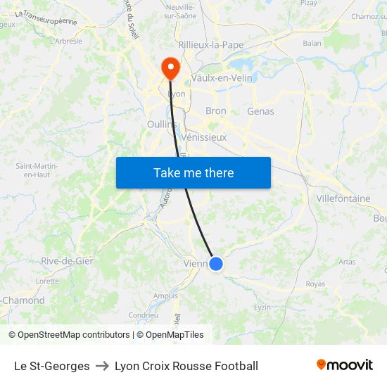 Le St-Georges to Lyon Croix Rousse Football map