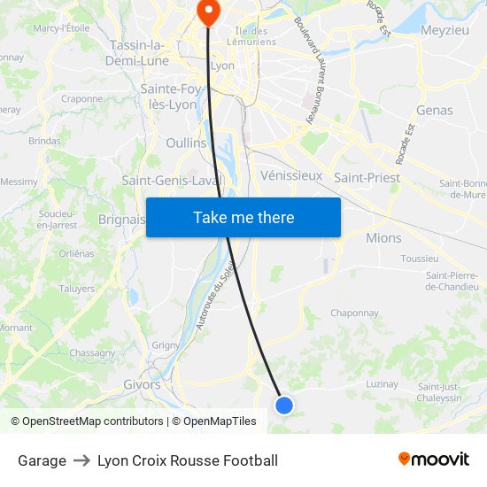Garage to Lyon Croix Rousse Football map