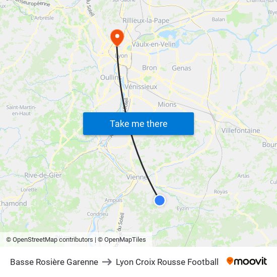 Basse Rosière Garenne to Lyon Croix Rousse Football map
