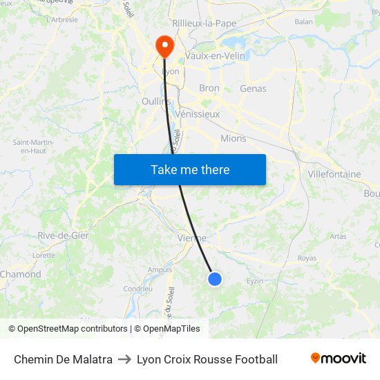 Chemin De Malatra to Lyon Croix Rousse Football map
