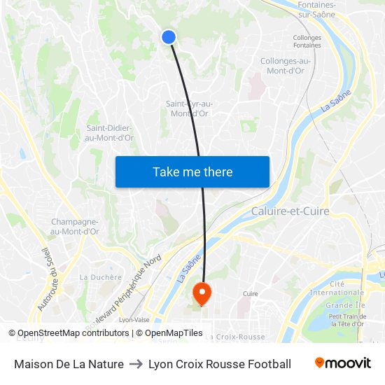 Maison De La Nature to Lyon Croix Rousse Football map