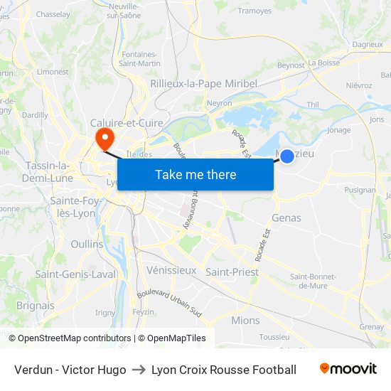 Verdun - Victor Hugo to Lyon Croix Rousse Football map