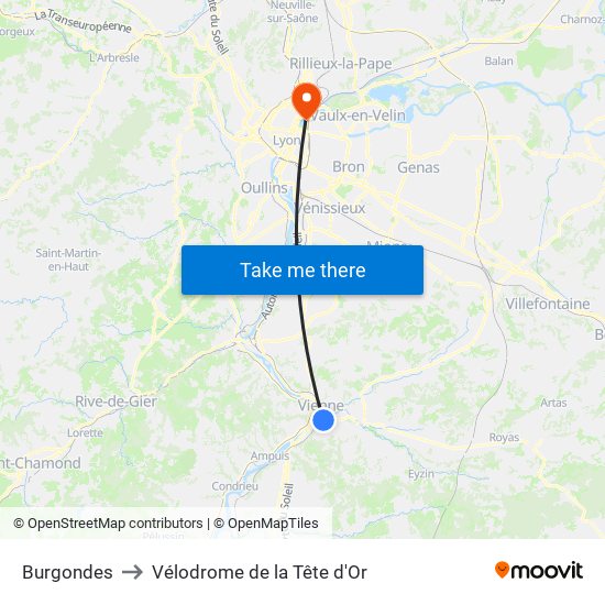 Burgondes to Vélodrome de la Tête d'Or map