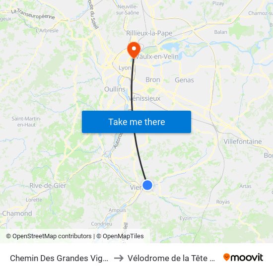 Chemin Des Grandes Vignes to Vélodrome de la Tête d'Or map
