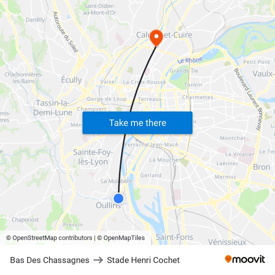 Bas Des Chassagnes to Stade Henri Cochet map