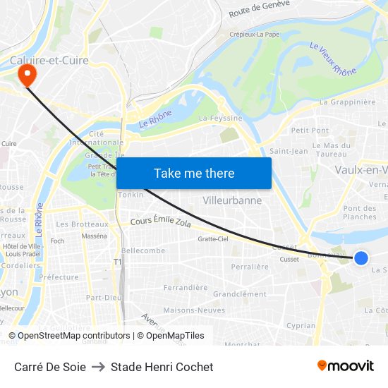 Carré De Soie to Stade Henri Cochet map
