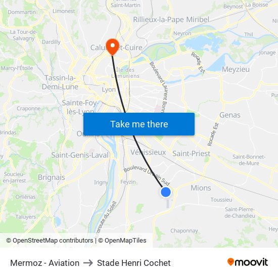 Mermoz - Aviation to Stade Henri Cochet map