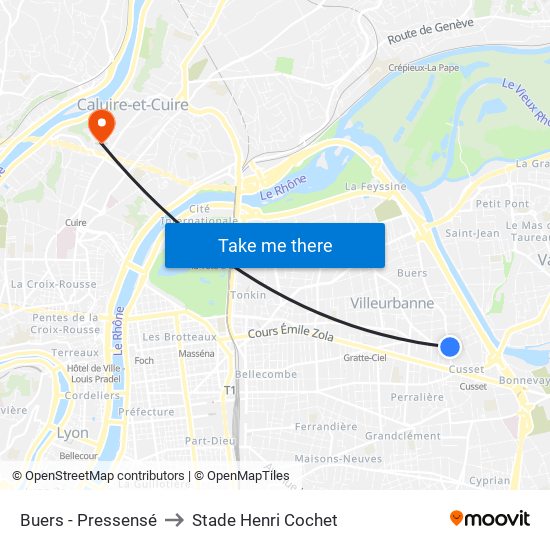 Buers - Pressensé to Stade Henri Cochet map