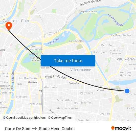 Carré De Soie to Stade Henri Cochet map