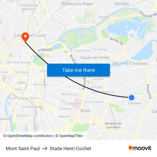 Mont Saint Paul to Stade Henri Cochet map