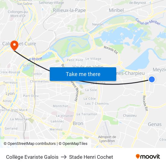 Collège Evariste Galois to Stade Henri Cochet map