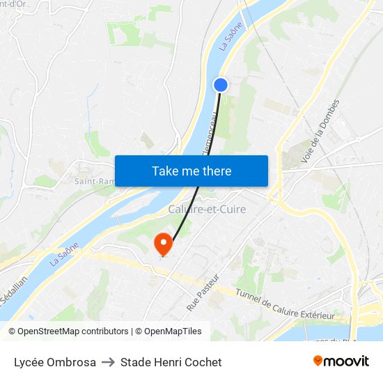 Lycée Ombrosa to Stade Henri Cochet map