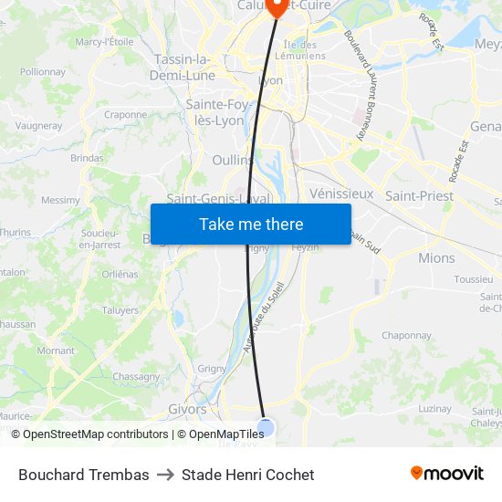 Bouchard Trembas to Stade Henri Cochet map