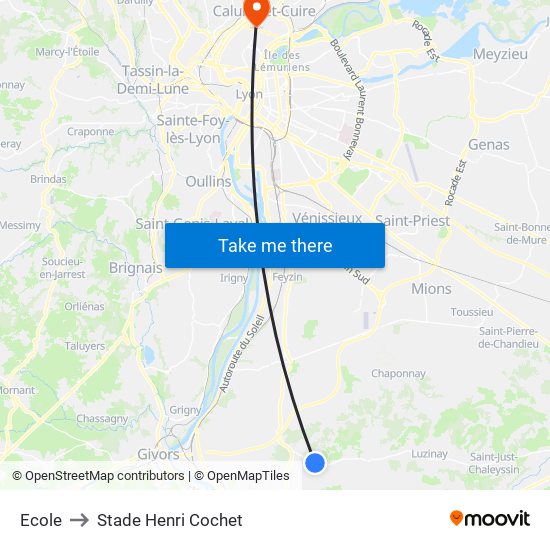 Ecole to Stade Henri Cochet map