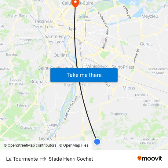 La Tourmente to Stade Henri Cochet map