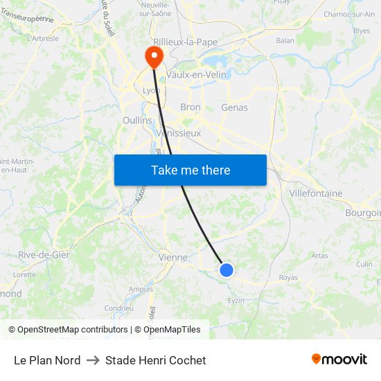 Le Plan Nord to Stade Henri Cochet map