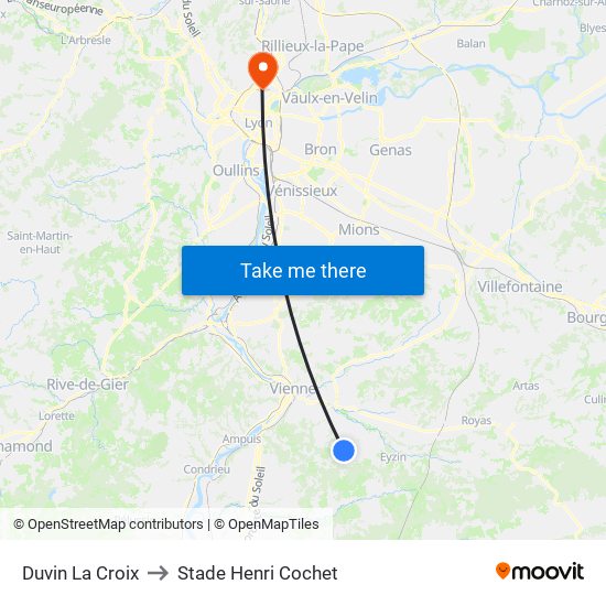 Duvin La Croix to Stade Henri Cochet map