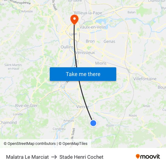 Malatra Le Marciat to Stade Henri Cochet map