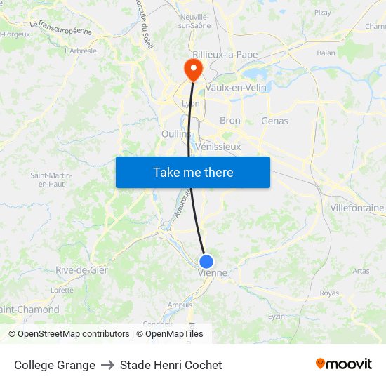 College Grange to Stade Henri Cochet map