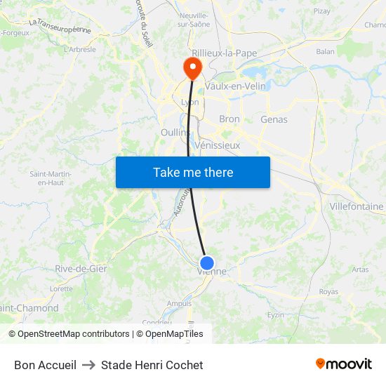 Bon Accueil to Stade Henri Cochet map