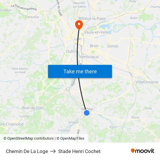 Chemin De La Loge to Stade Henri Cochet map
