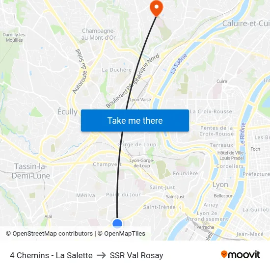 4 Chemins - La Salette to SSR Val Rosay map