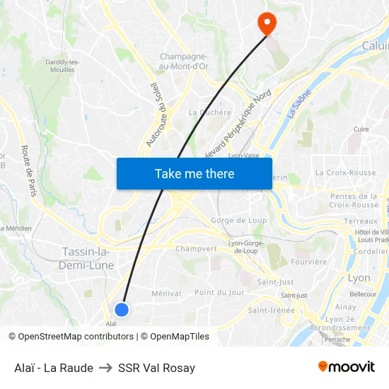Alaï - La Raude to SSR Val Rosay map