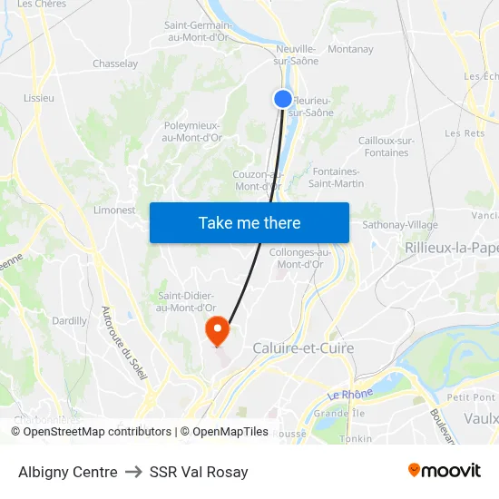 Albigny Centre to SSR Val Rosay map