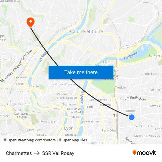 Charmettes to SSR Val Rosay map