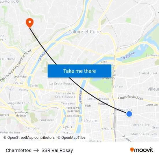 Charmettes to SSR Val Rosay map