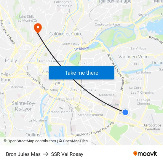 Bron Jules Mas to SSR Val Rosay map
