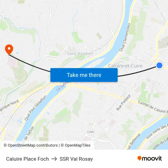 Caluire Place Foch to SSR Val Rosay map