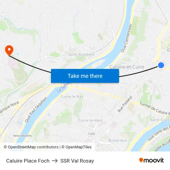 Caluire Place Foch to SSR Val Rosay map