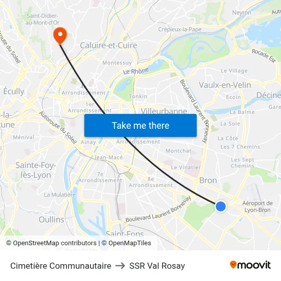Cimetière Communautaire to SSR Val Rosay map