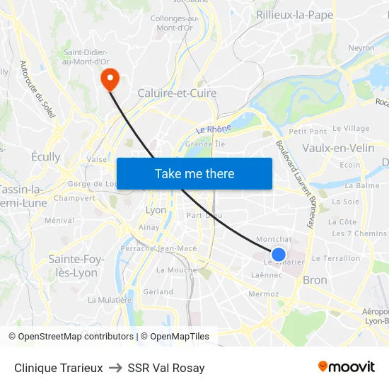 Clinique Trarieux to SSR Val Rosay map