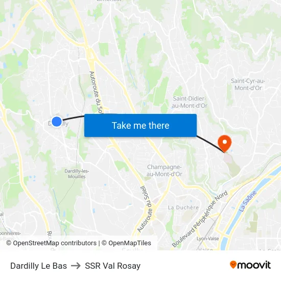 Dardilly Le Bas to SSR Val Rosay map