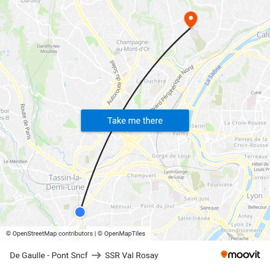 De Gaulle - Pont Sncf to SSR Val Rosay map