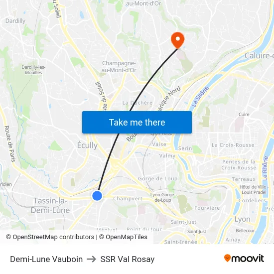 Demi-Lune Vauboin to SSR Val Rosay map
