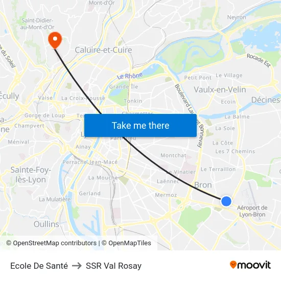 Ecole De Santé to SSR Val Rosay map