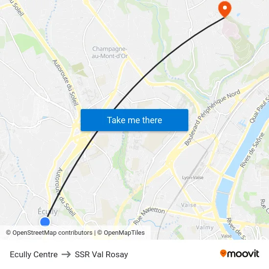 Ecully Centre to SSR Val Rosay map
