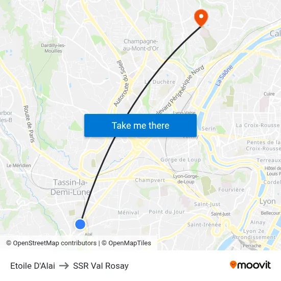 Etoile D'Alai to SSR Val Rosay map