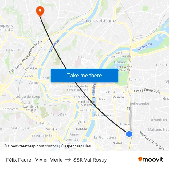 Félix Faure - Vivier Merle to SSR Val Rosay map