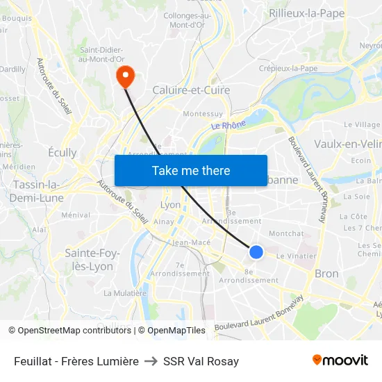Feuillat - Frères Lumière to SSR Val Rosay map