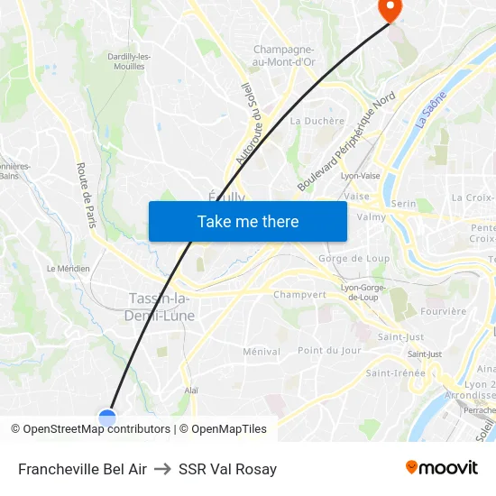 Francheville Bel Air to SSR Val Rosay map