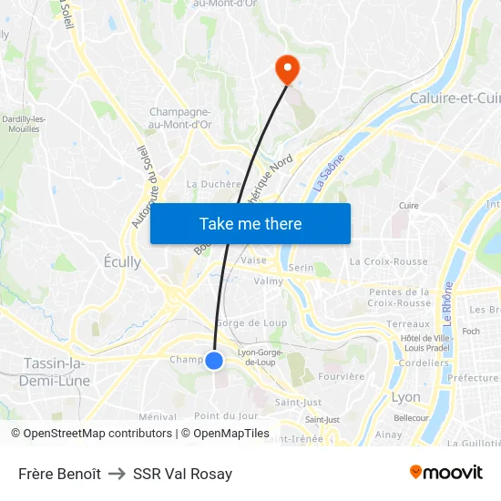 Frère Benoît to SSR Val Rosay map
