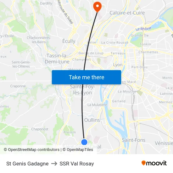 St Genis Gadagne to SSR Val Rosay map
