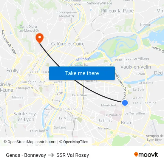 Genas - Bonnevay to SSR Val Rosay map